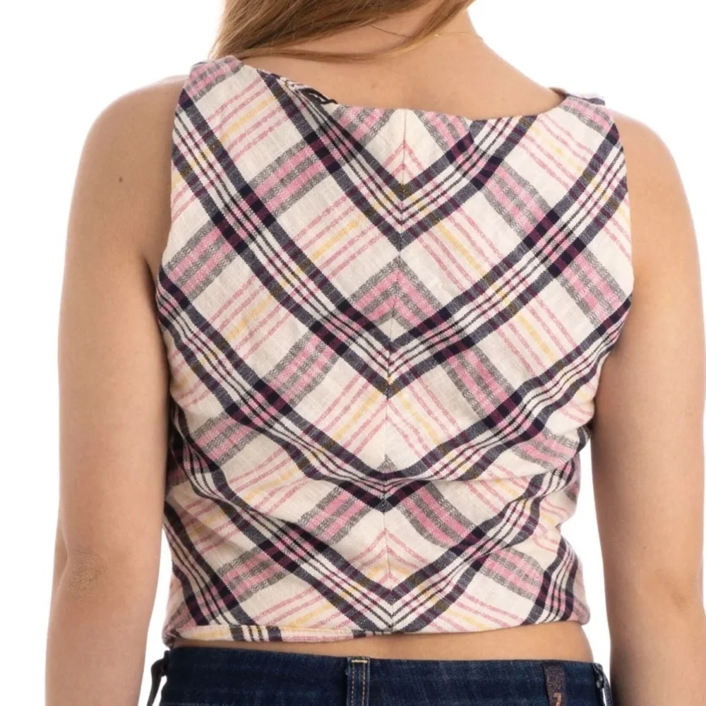 Zara checked twist front sleeveless crop top m
